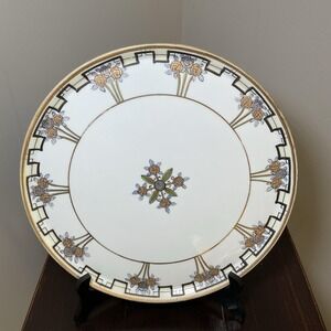 Antique NIPPON Japan  Gold & Black Hand Painted Handled Serving Dining Plate